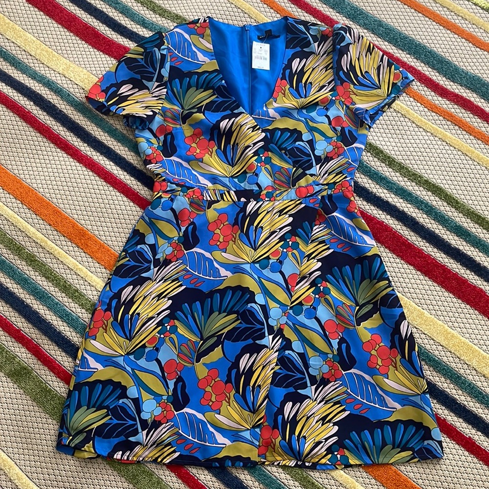 J. Crew | Multicolored Print Faux Wrap Dress — NWT!
